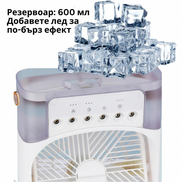 3 в 1 MINI 5-HOLE ICE Pro охладител-вентилатор! Овлажнява, охлажда, пречиства с 5 дюзи за водна мъгла!